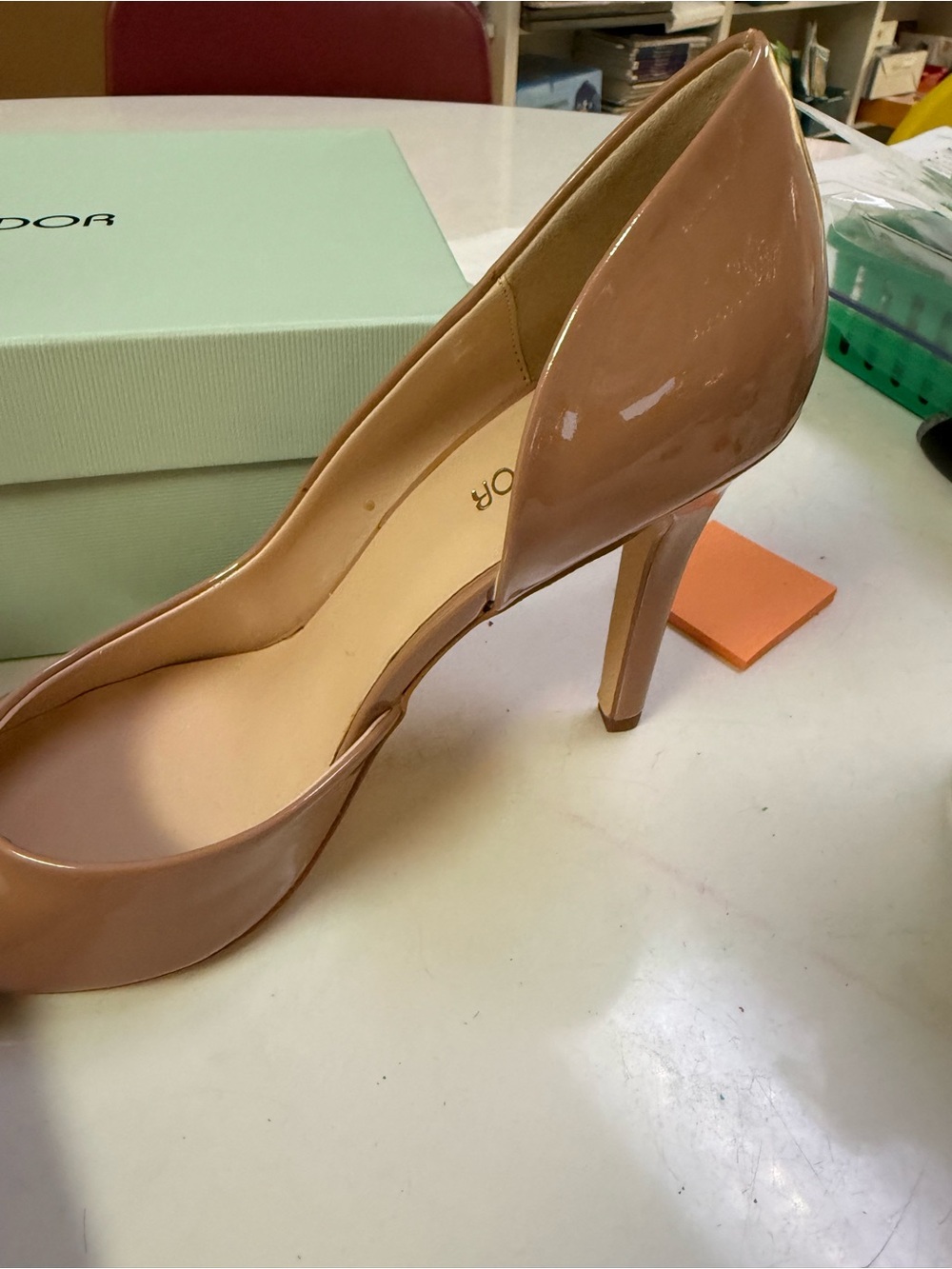 Jenn Ardor Nude Patent Pointed Toe D'Orsay Stiletto Heel Pumps Size 9 - Picture 4 of 8